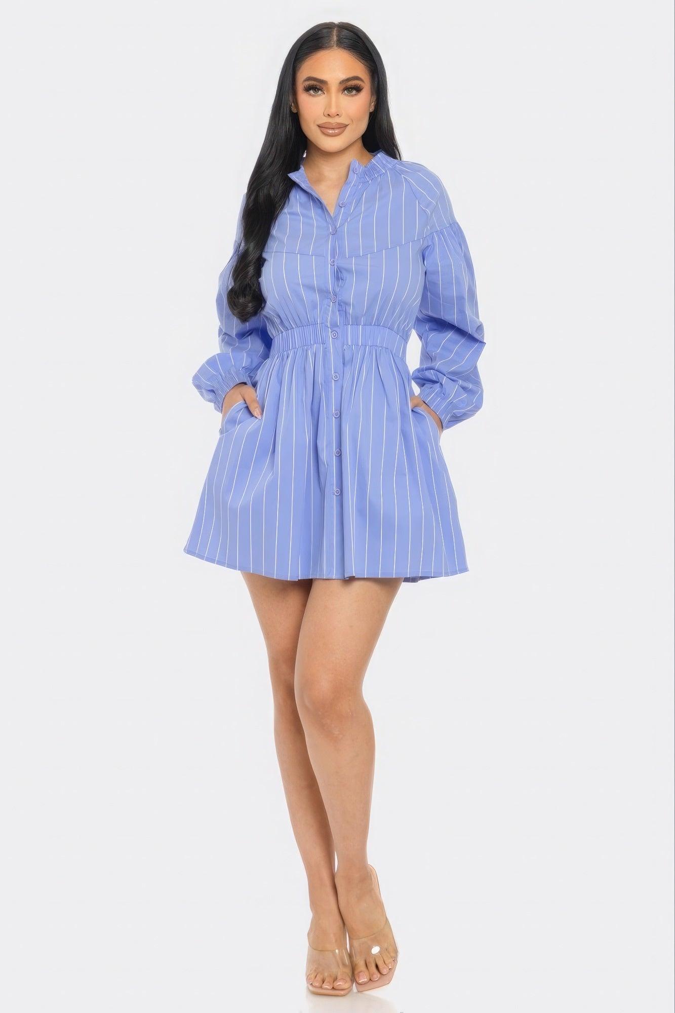 Trendmelo Striped Mini Dress for Women