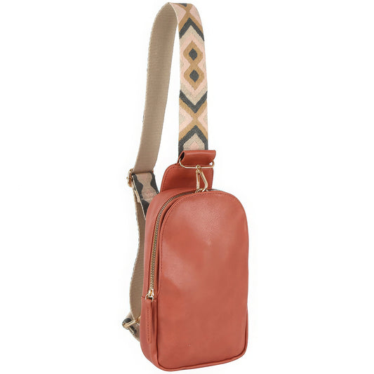 Trendmelo Smooth Zipper Sling Crossbody With Guitar Strap