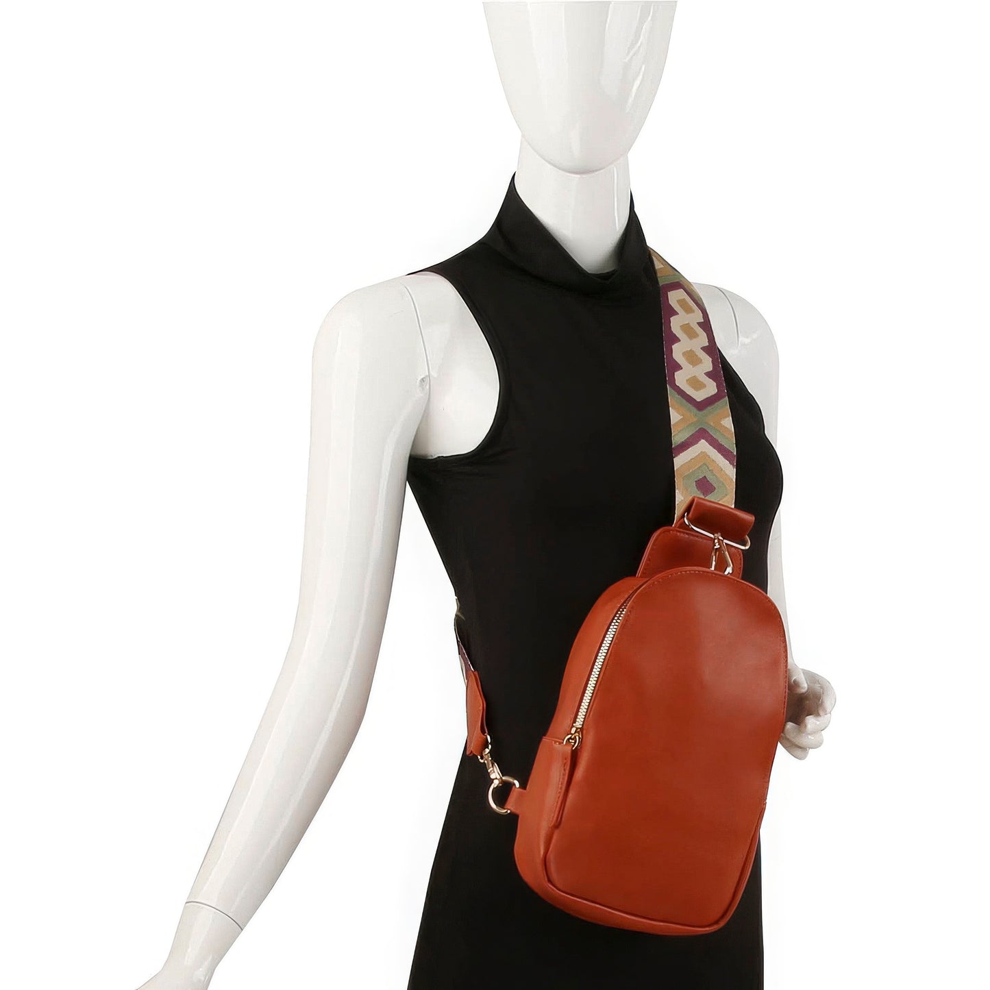 Trendmelo Smooth Zipper Sling Crossbody With Guitar Strap