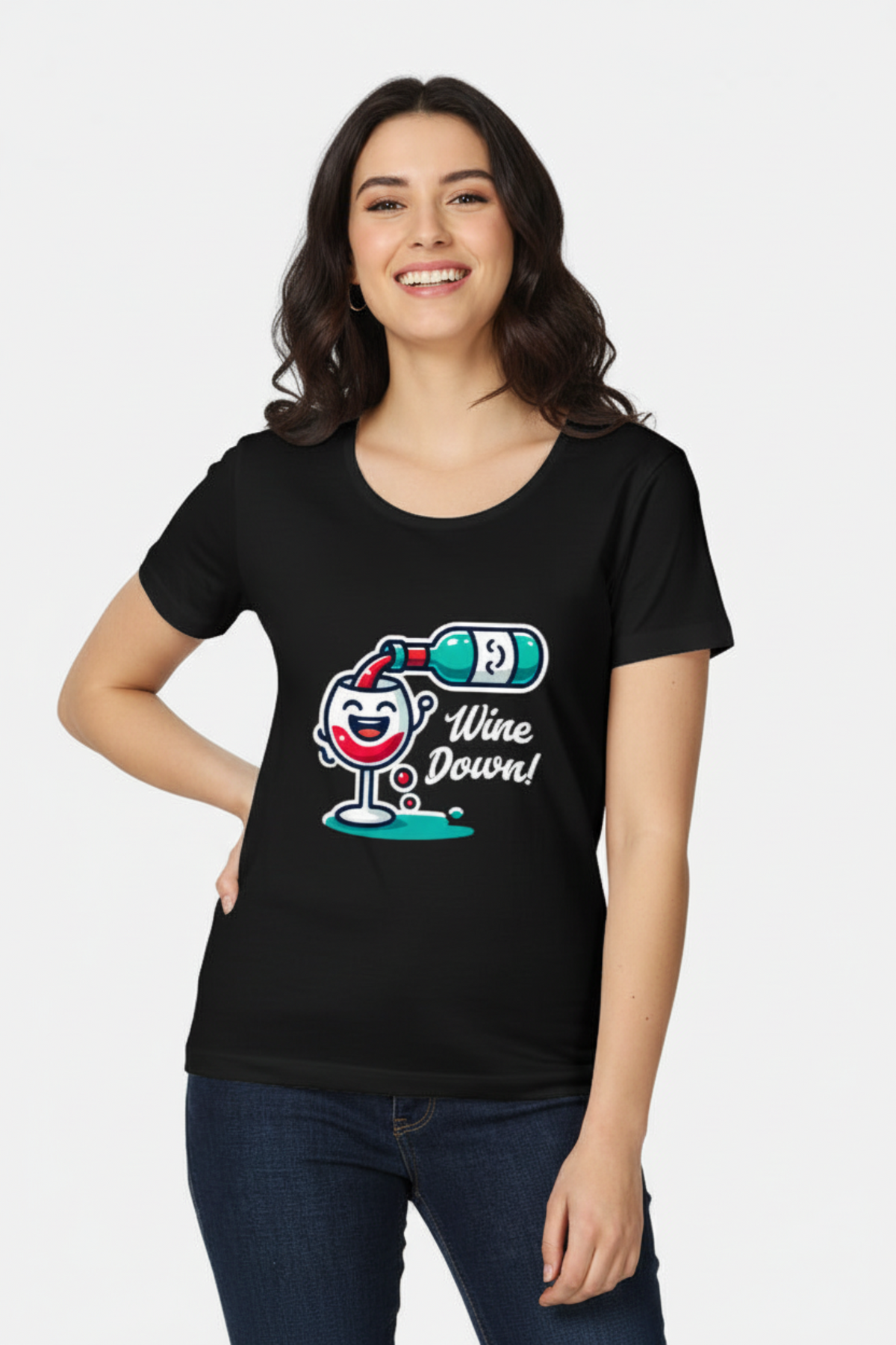 Wine Down T-Shirt | Funny Wine Graphic Tee for Women | XS to 2XL