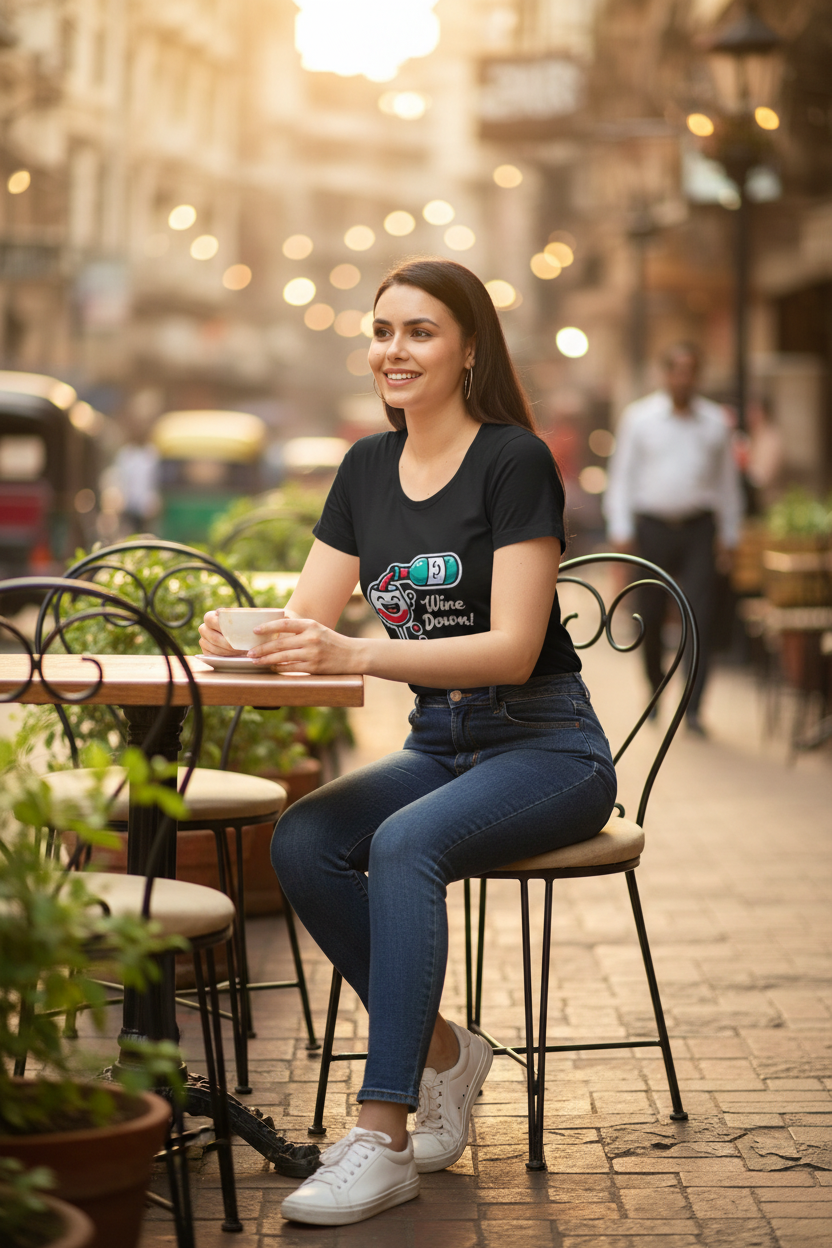 Wine Down T-Shirt | Funny Wine Graphic Tee for Women | XS to 2XL