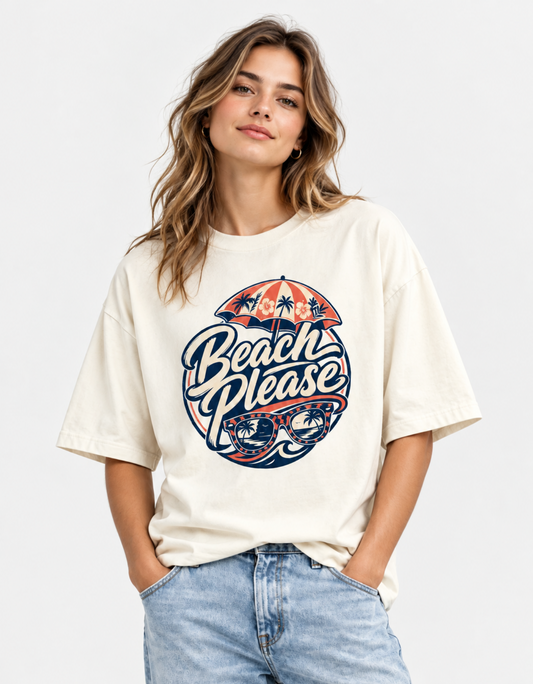 Beach Please Unisex Oversized Classic T-Shirt