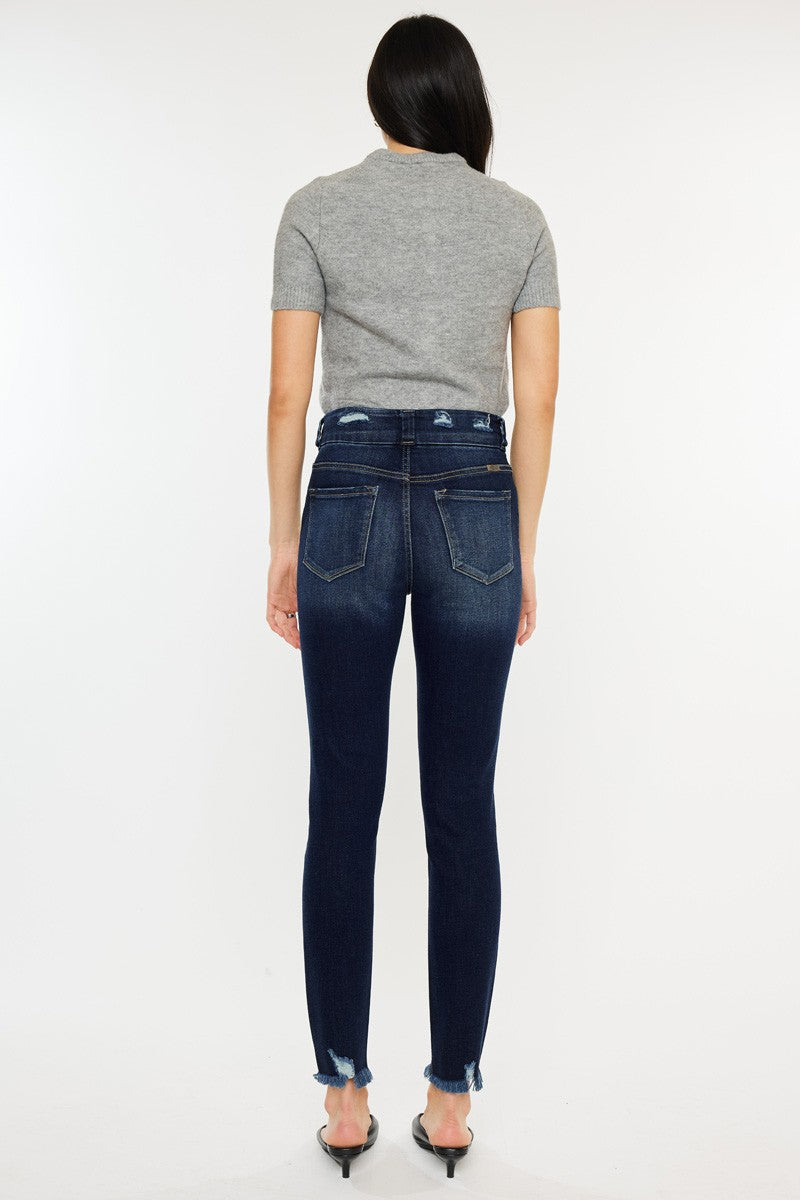Kancan Full Size Cat's Whiskers Raw Hem High Waist Jeans - TRENDMELO