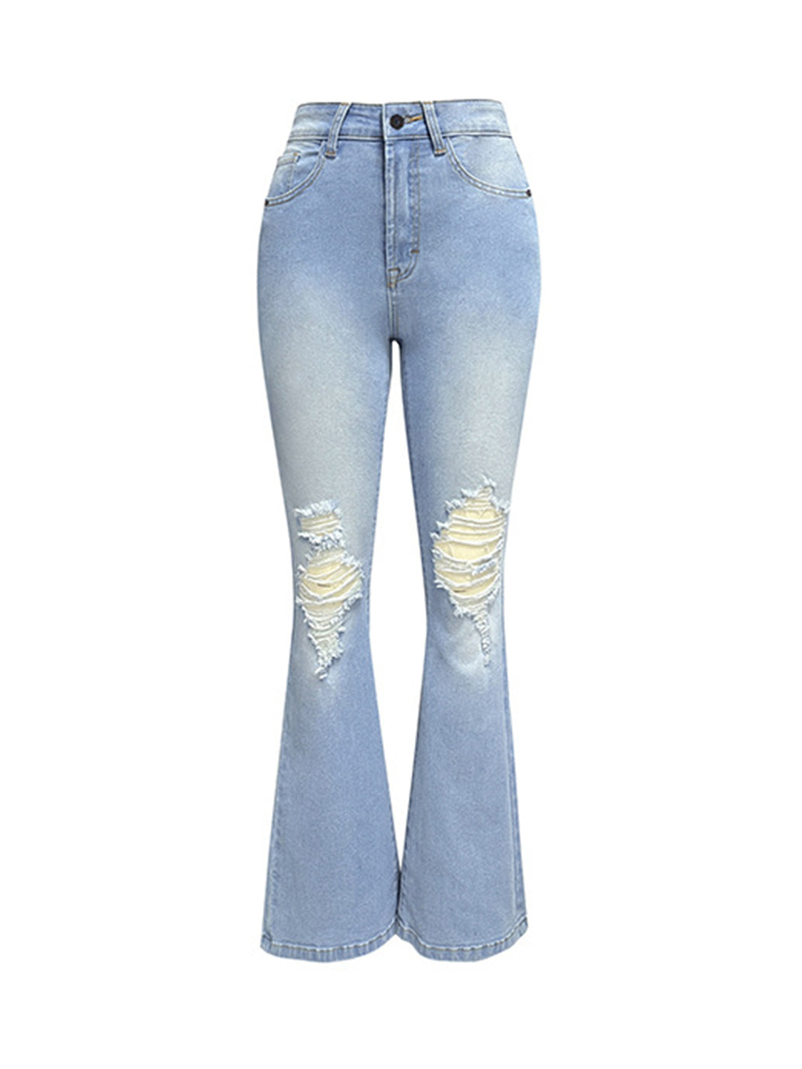 Distressed Bootcut Jeans with Pockets - TRENDMELO