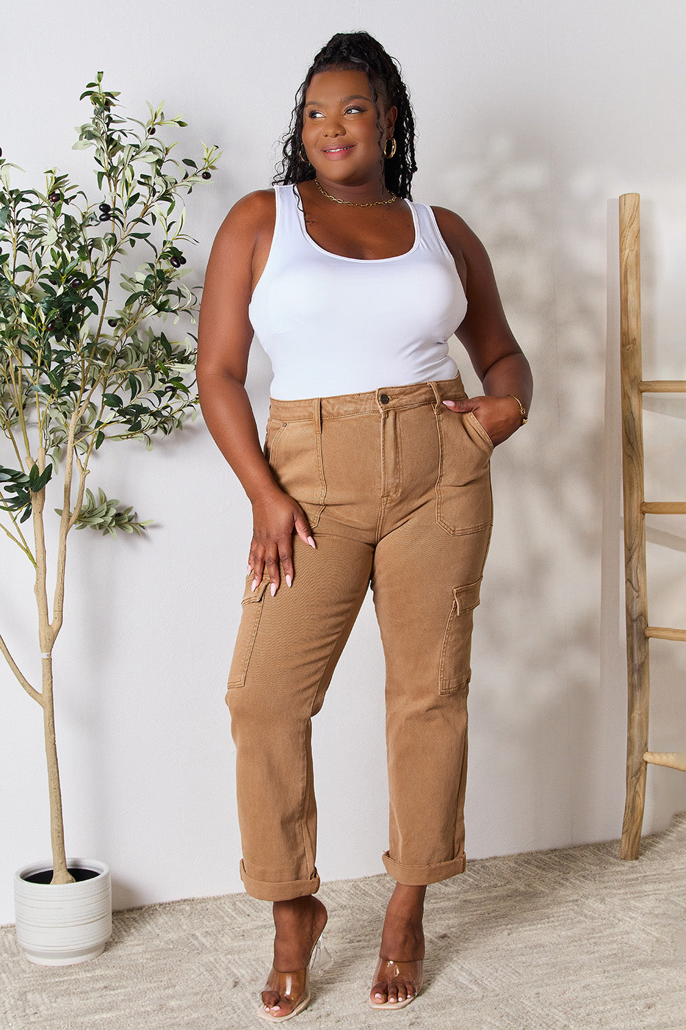 Risen Full Size High Waist Straight Jeans with Pockets - TRENDMELO