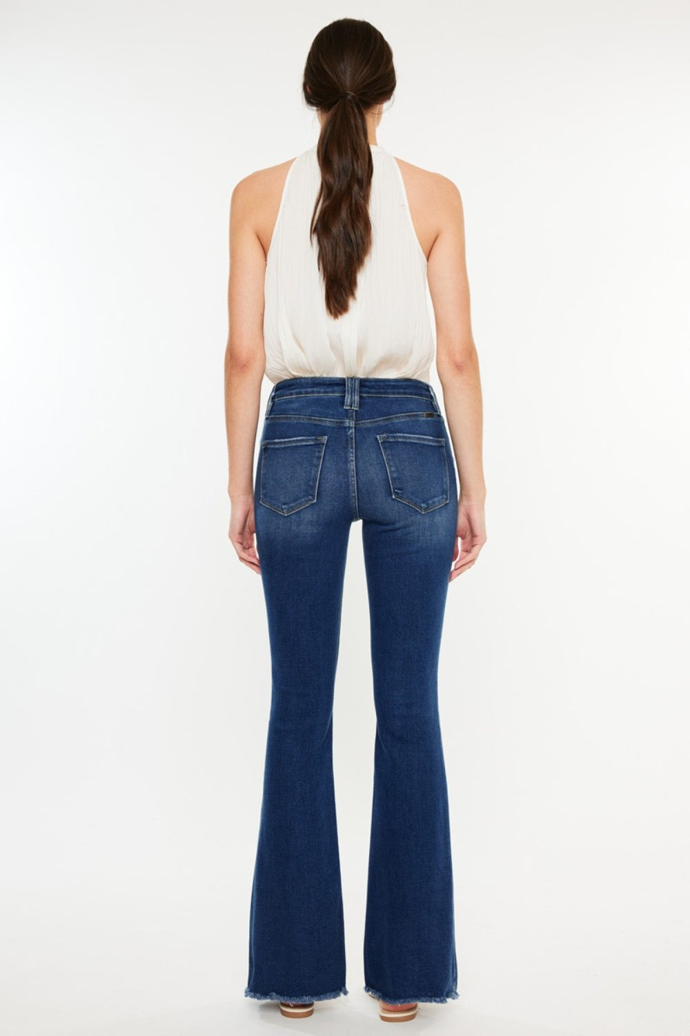 Kancan Cat's Whiskers Raw Hem Flare Jeans - TRENDMELO