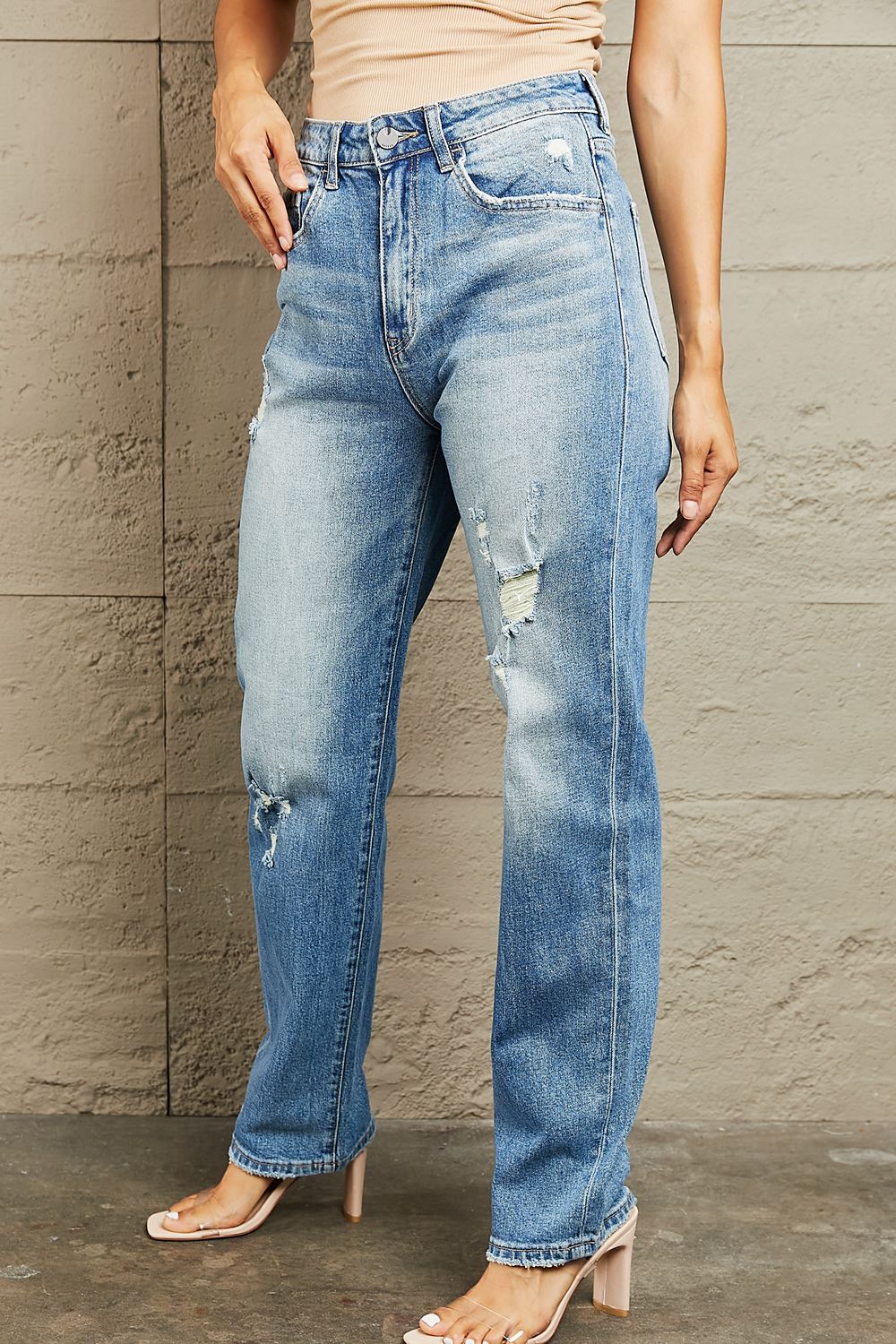 BAYEAS High Waisted Straight Jeans - TRENDMELO