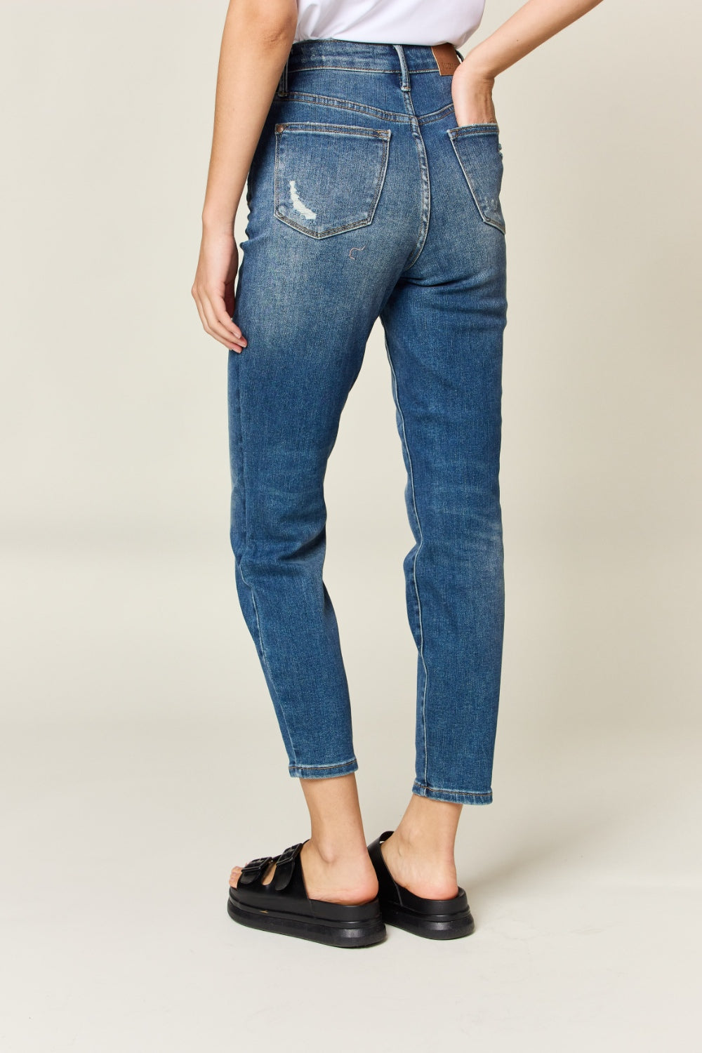 Judy Blue Full Size Tummy Control High Waist Slim Jeans - TRENDMELO