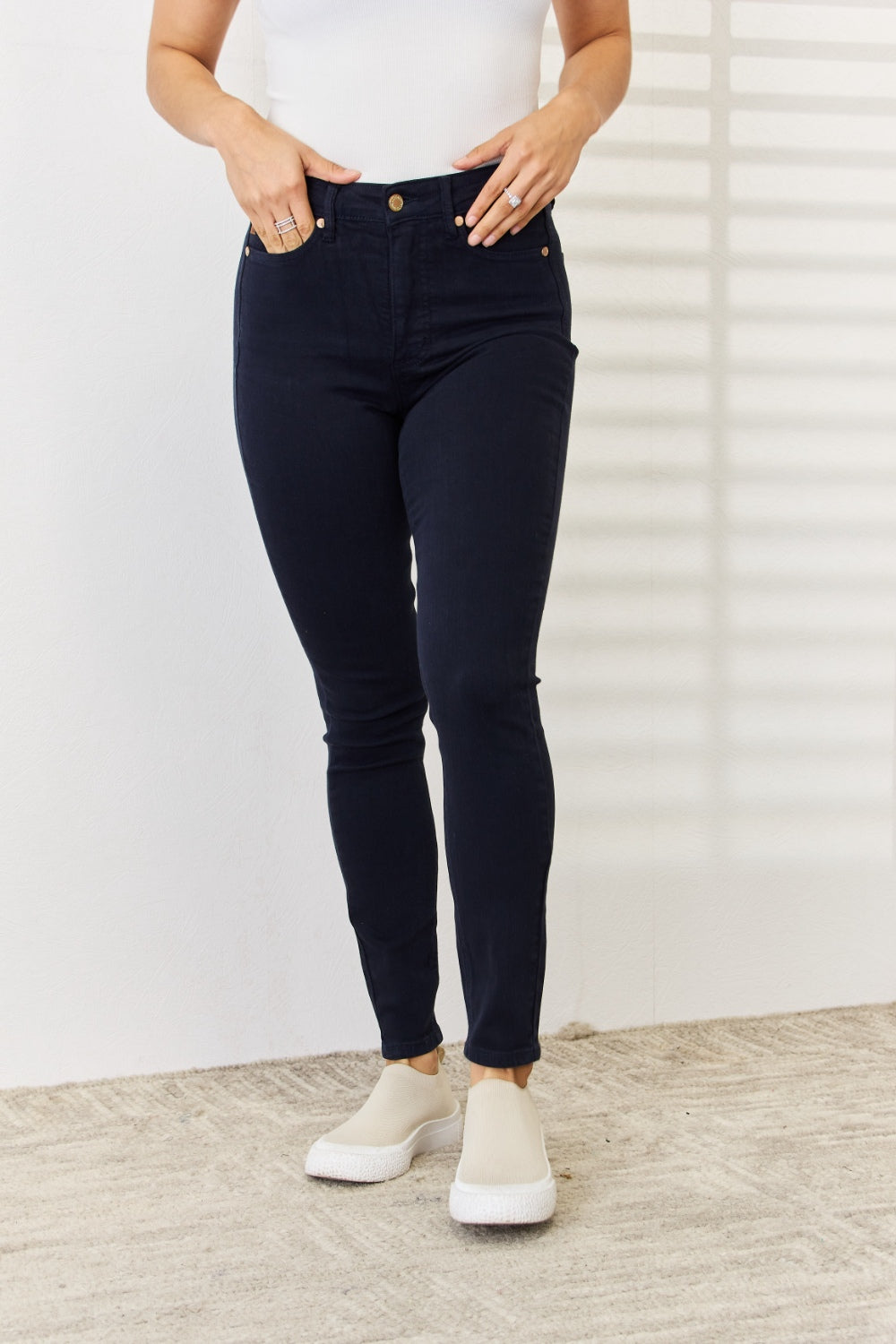 Judy Blue Full Size Garment Dyed Tummy Control Skinny Jeans - TRENDMELO