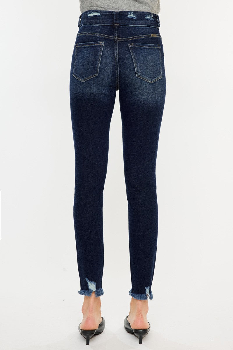 Kancan Full Size Cat's Whiskers Raw Hem High Waist Jeans - TRENDMELO