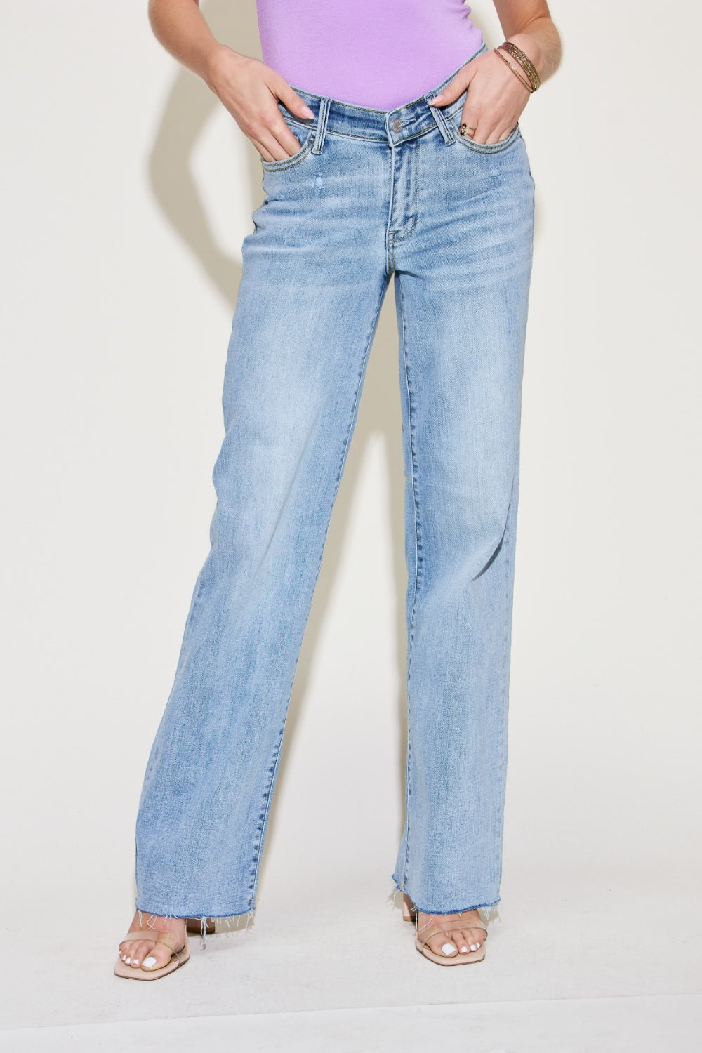 Judy Blue Full Size V Front Waistband Straight Jeans - TRENDMELO