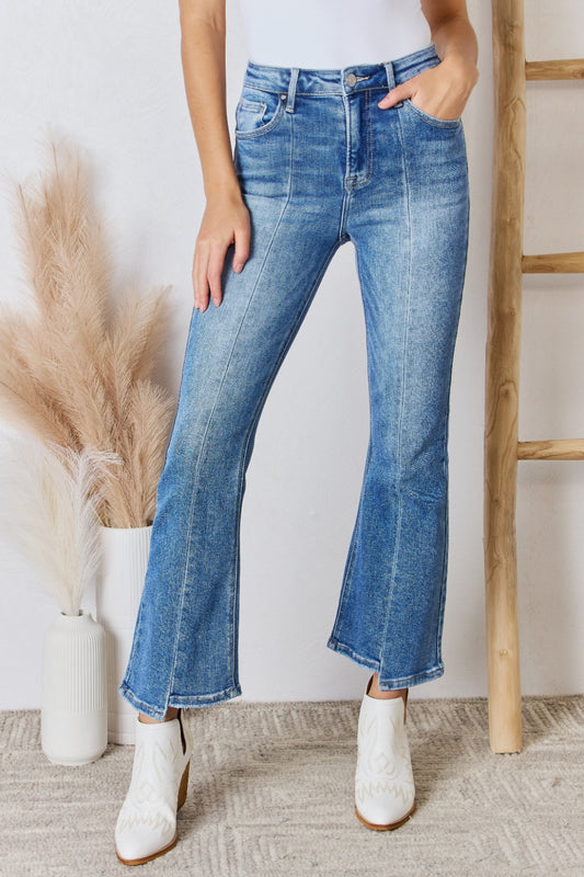 RISEN Full Size High Rise Ankle Flare Jeans - TRENDMELO