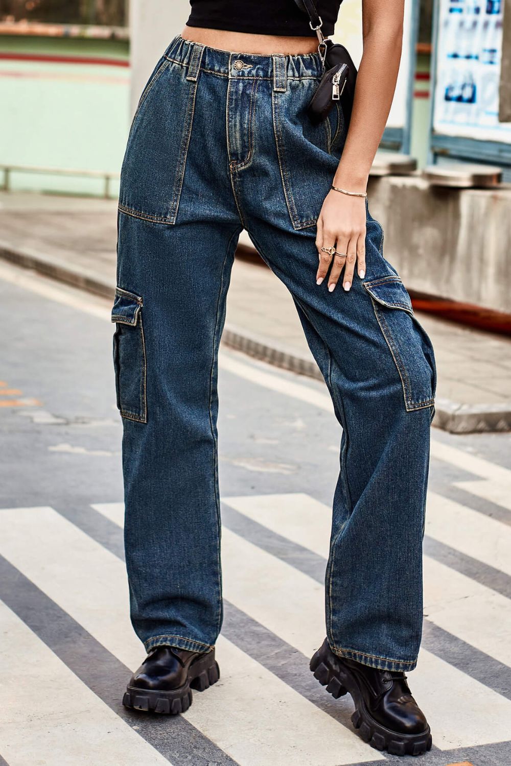 Baeful Long Straight Leg Jeans with Pockets - TRENDMELO