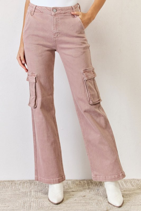 RISEN Full Size High Rise Cargo Wide Leg Jeans - TRENDMELO