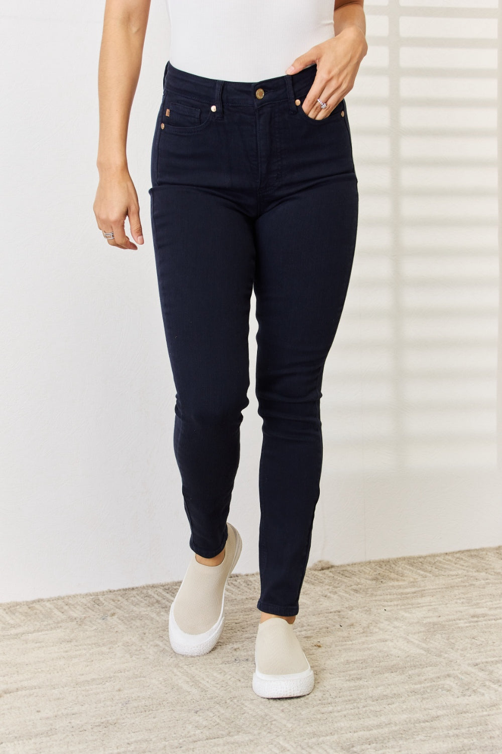 Judy Blue Full Size Garment Dyed Tummy Control Skinny Jeans - TRENDMELO