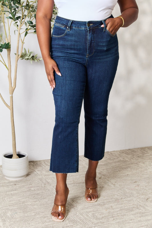BAYEAS Full Size Raw Hem Straight Jeans - TRENDMELO