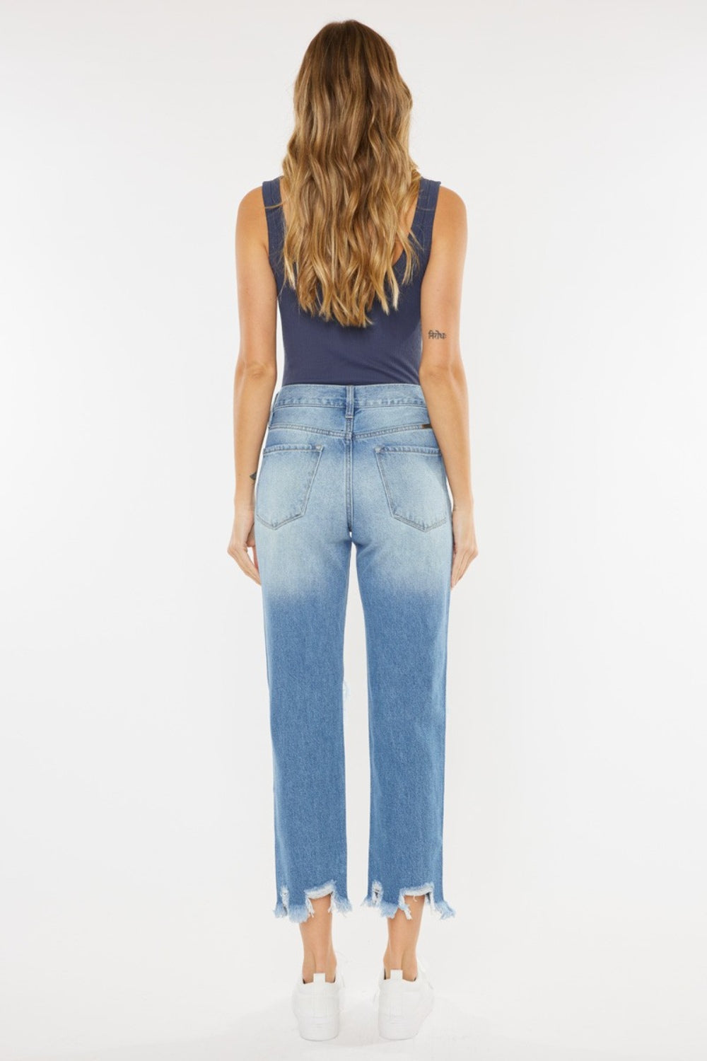 Kancan High Waist Chewed Up Straight Mom Jeans - TRENDMELO