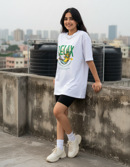 RELAX Sunkissed Banana Graphic Oversized T-Shirt (240 GSM)