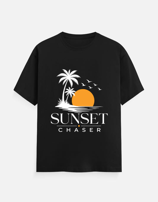 Shop the ultimate Sunset Chaser Travel Tee for road trips & beach holidays. Black T-shirt, Premium 100% cotton, bio-washed comfort in 10 dark shades. Sizes XS–7XL. Order now!
