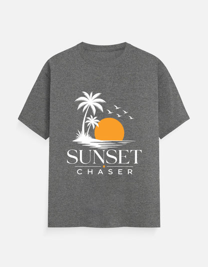 Shop the ultimate Sunset Chaser Travel Tee for road trips & beach holidays. Premium 100% cotton, bio-washed comfort in 10 dark shades. Sizes XS–7XL. Order now!