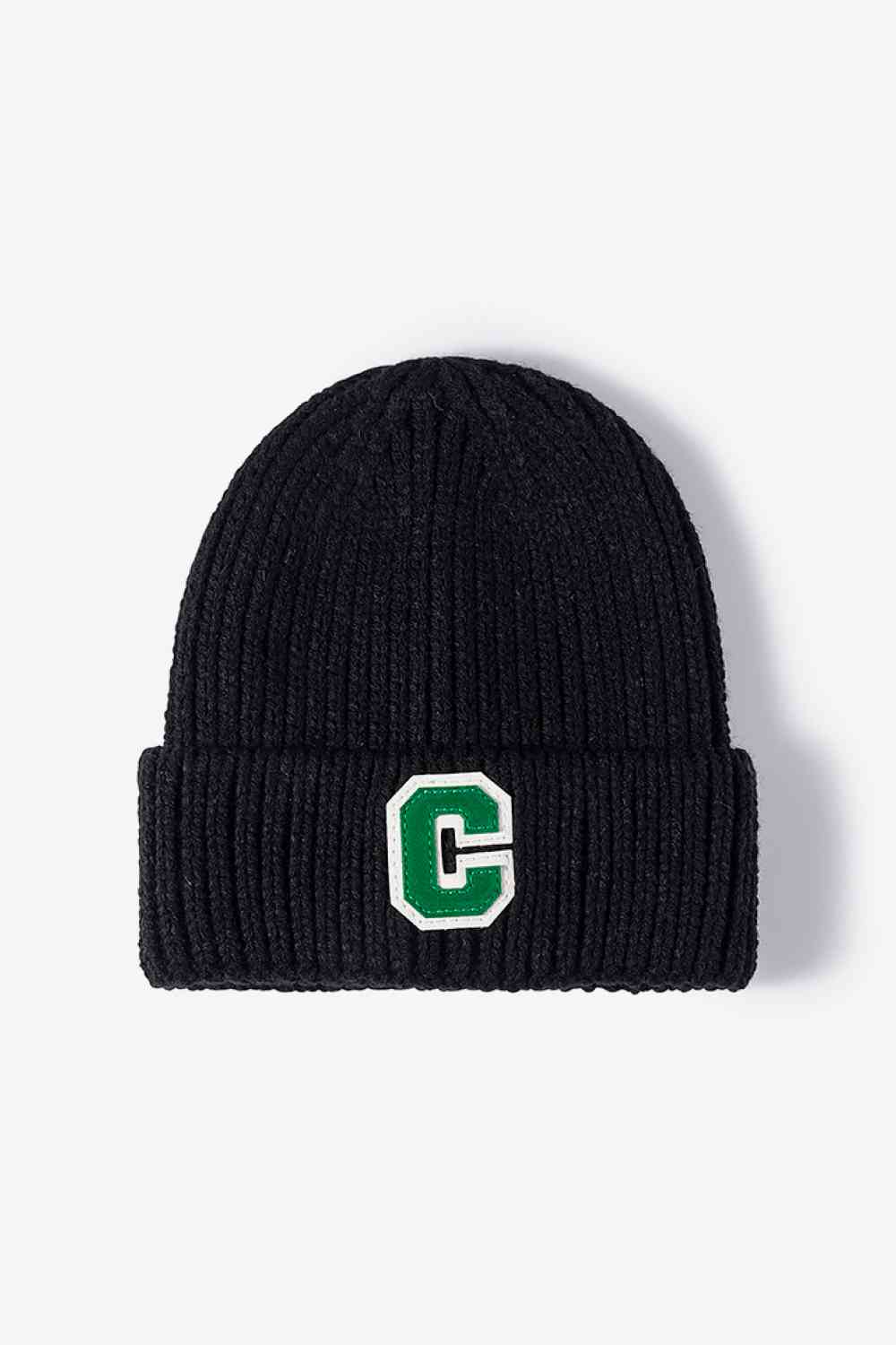 Letter C Patch Cuffed Beanie - TRENDMELO