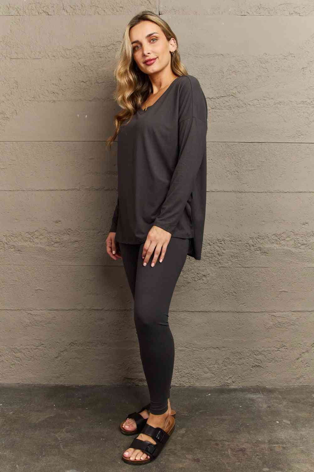 Zenana Lazy Days Full Size Long Sleeve and Leggings Set - TRENDMELO