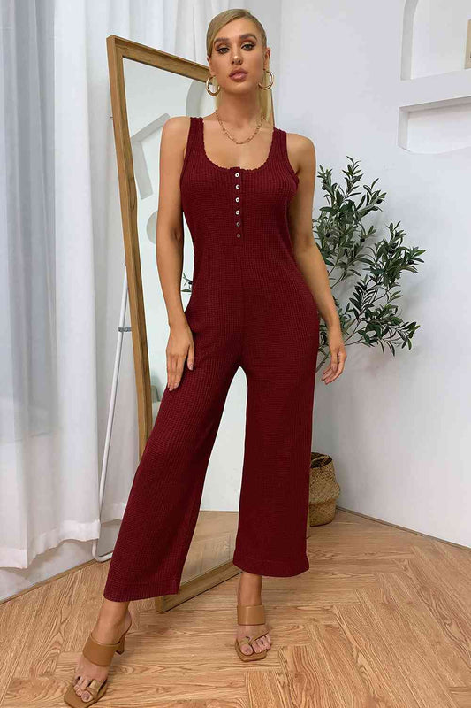 Sleeveless Straight Leg Jumpsuit - TRENDMELO