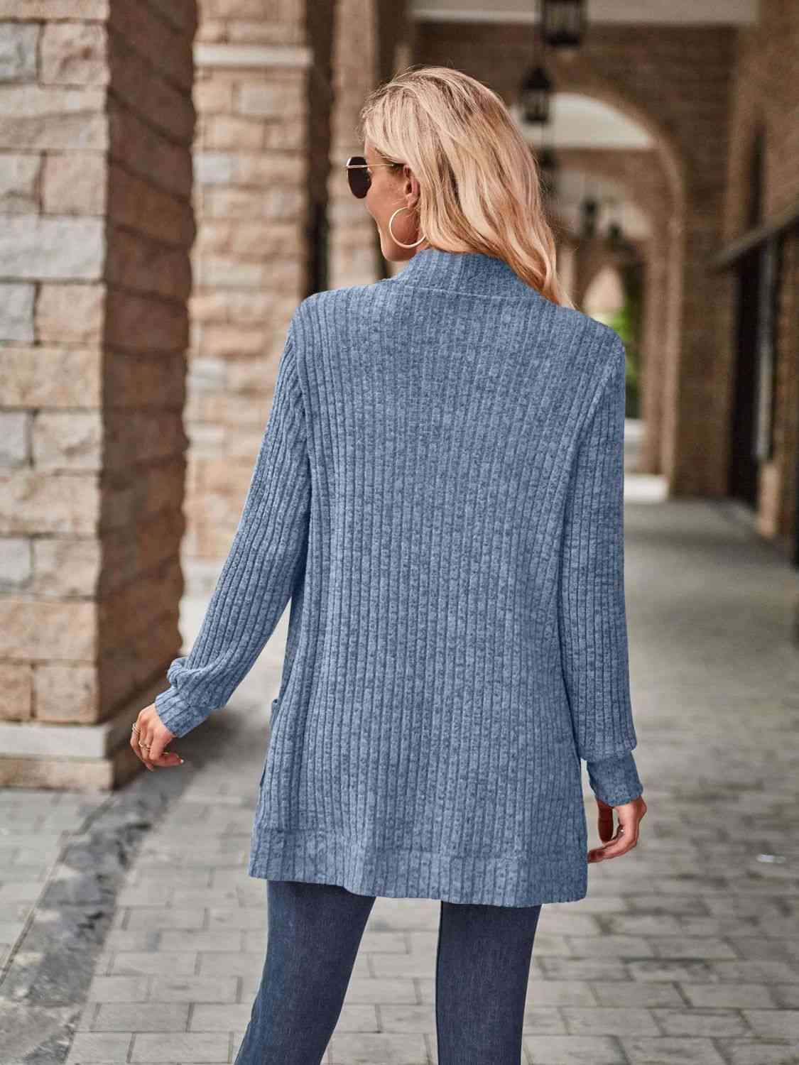 Open Front Cardigan with Pockets - TRENDMELO