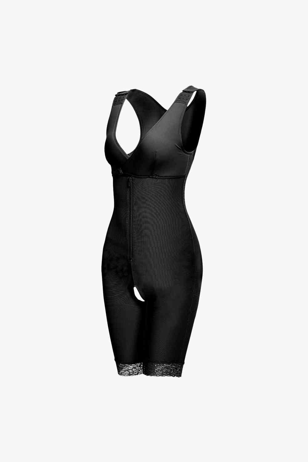 Full Size Lace Trim Shapewear with Zipper - TRENDMELO