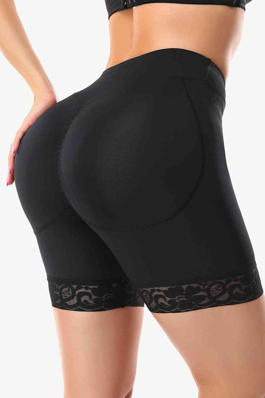 Full Size Lace Trim Lifting Pull-On Shaping Shorts - TRENDMELO