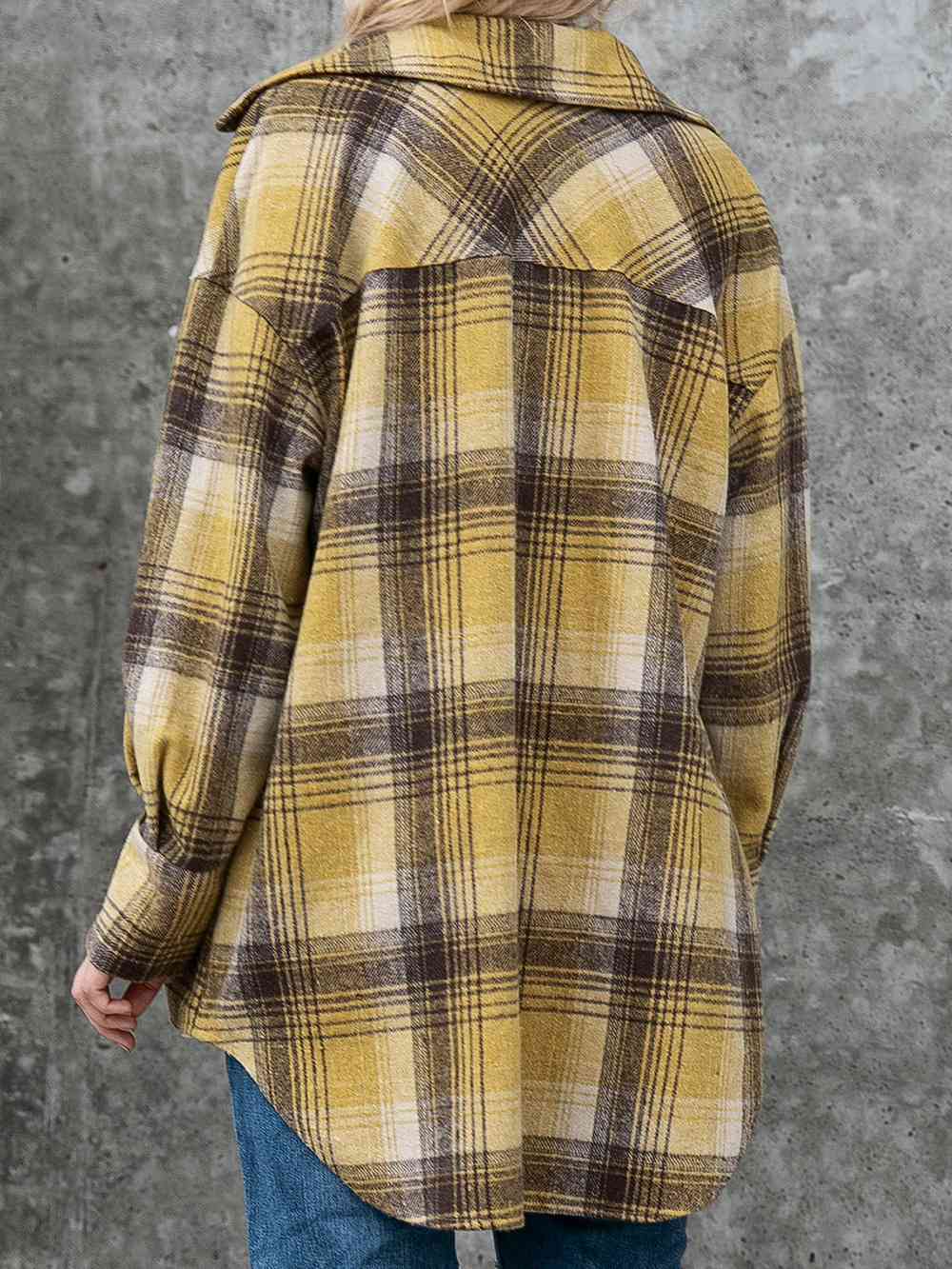 Plaid Collared Neck Long Sleeve Shirt - TRENDMELO