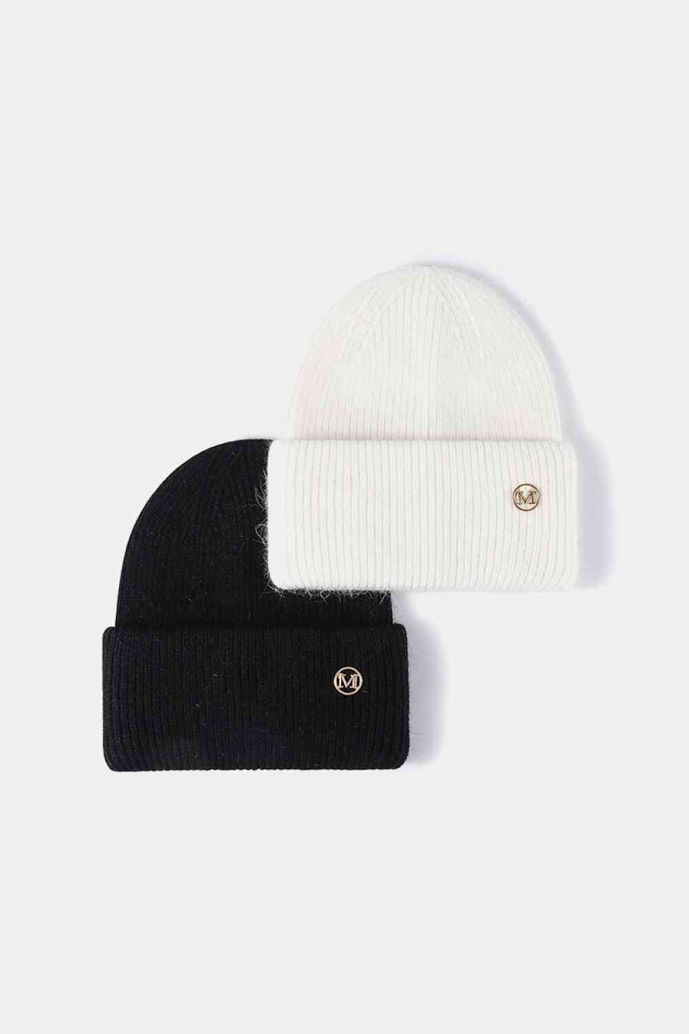 M Rib-Knit Cuff Beanie - TRENDMELO