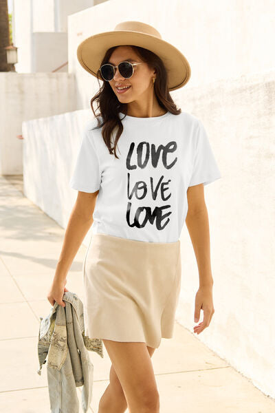 Simply Love Full Size LOVE Short Sleeve T-Shirt - TRENDMELO