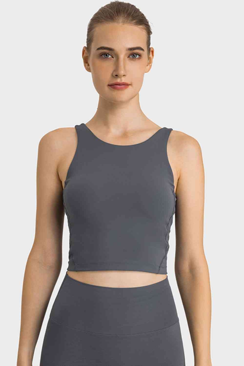 Feel Like Skin Highly Stretchy Cropped Sports Tank - TRENDMELO