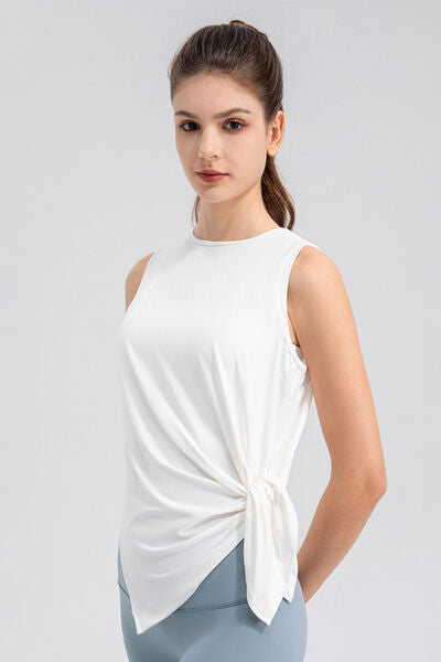 Slit Round Neck Tank - TRENDMELO