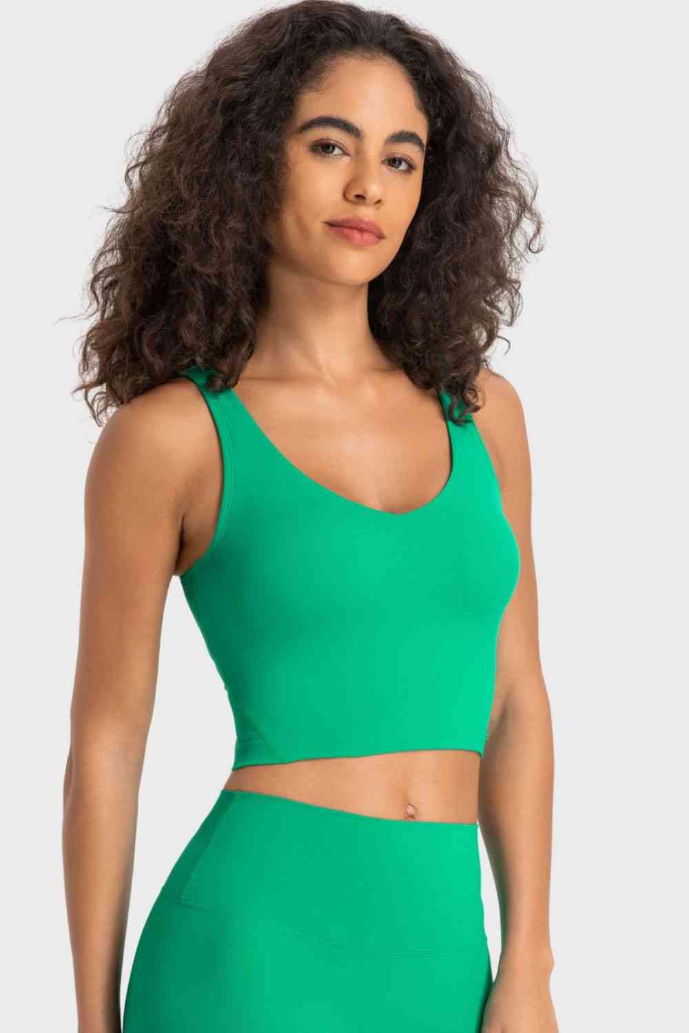 Deep V-Neck Crop Sports Bra - TRENDMELO