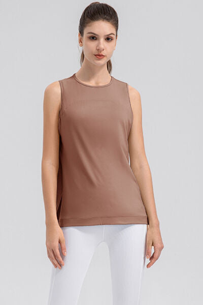 Slit Round Neck Tank - TRENDMELO