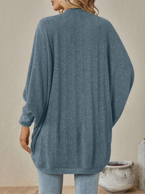 Open Front Dropped Shoulder Cardigan - TRENDMELO