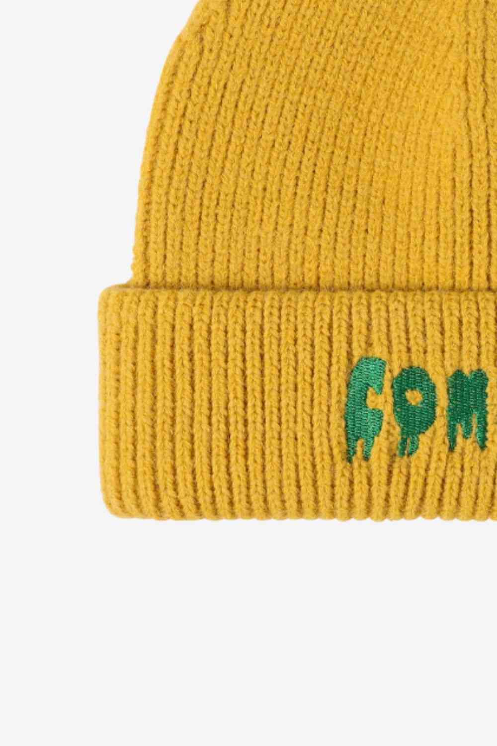 COME ON Embroidered Cuff Knit Beanie - TRENDMELO