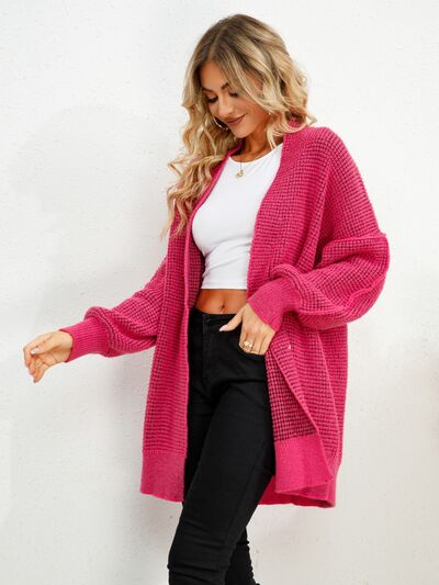 Open Front Dropped Shoulder Cardigan - TRENDMELO