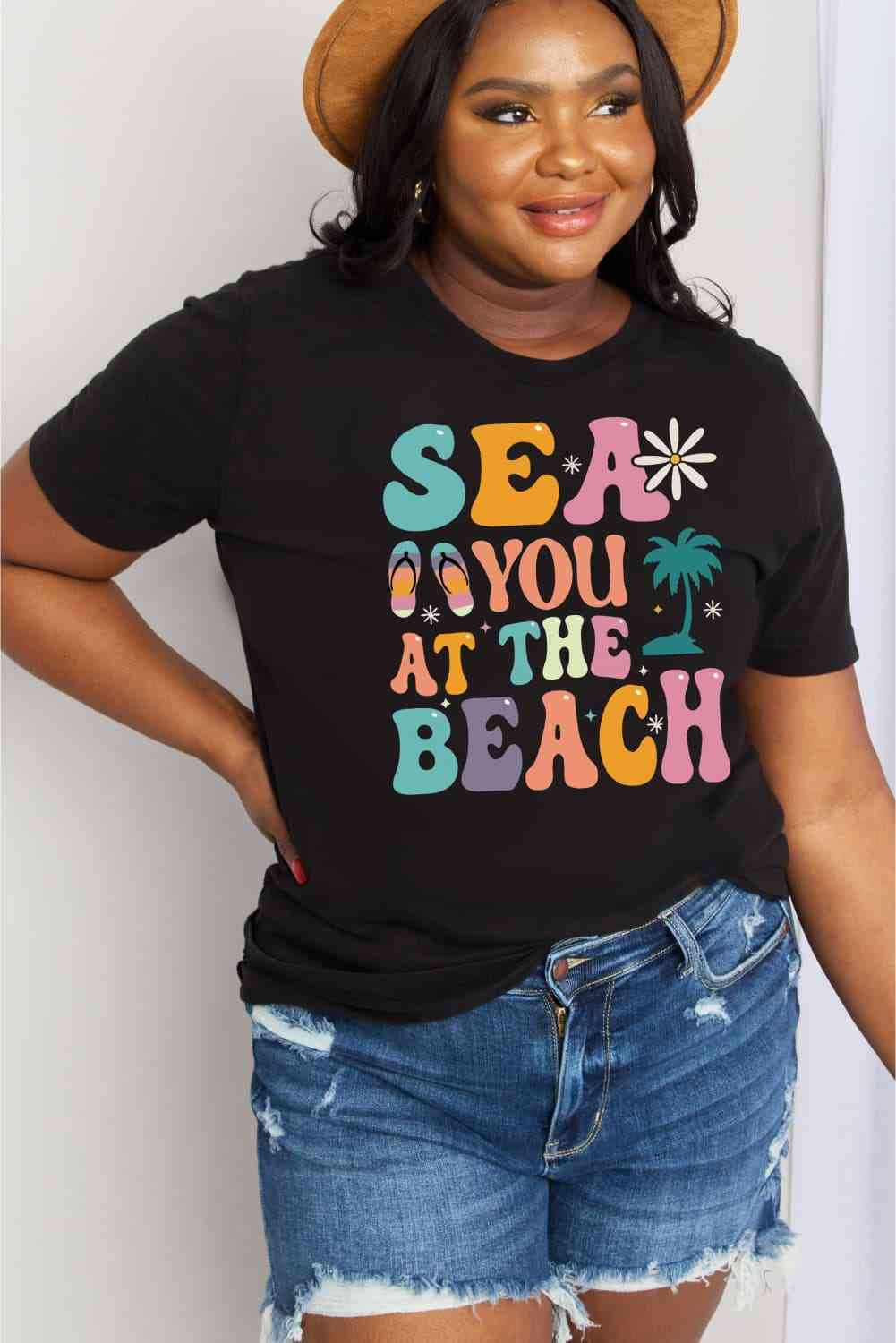 Simply Love Full Size SEA YOU AT THE BEACH Graphic Cotton Tee - TRENDMELO