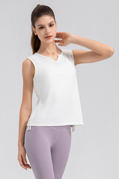 Notched Wide Strap Active Tank - TRENDMELO