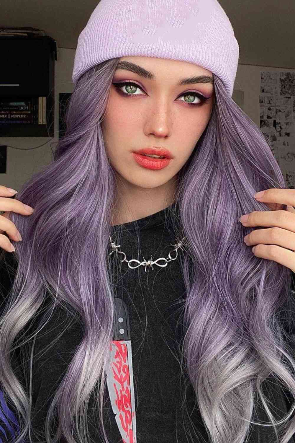 Elegant Wave Full Machine Synthetic Wigs in Purple 26'' - TRENDMELO