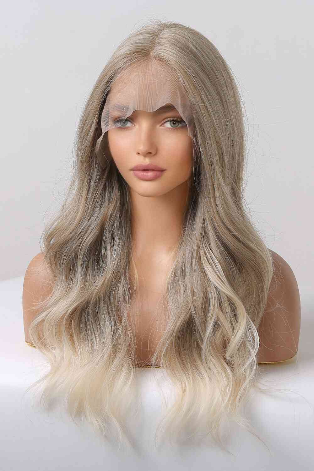 13*2" Lace Front Wigs Synthetic Long Wave 24" 150% Density in Medium Blonde Highlights - TRENDMELO