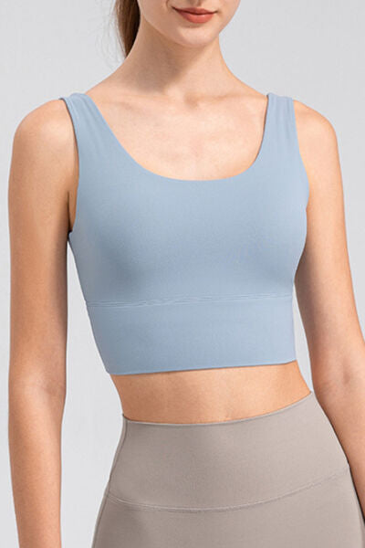 Scoop Neck Wide Strap Active Tank - TRENDMELO