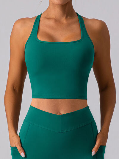 Square Neck Racerback Cropped Tank - TRENDMELO