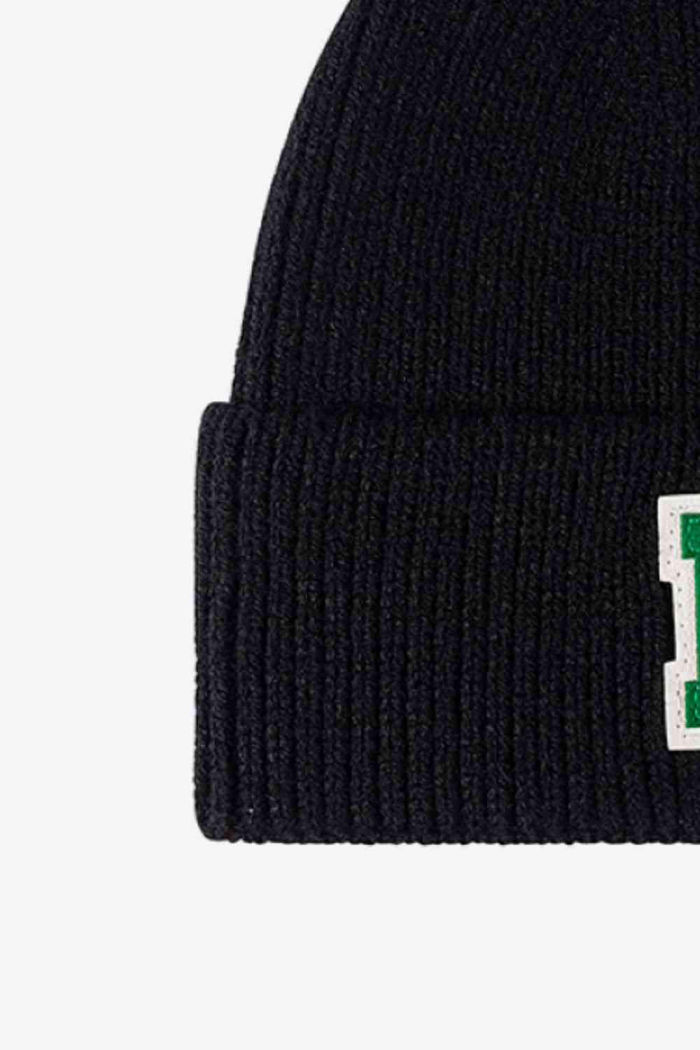 Letter Patch Cuffed Knit Beanie - TRENDMELO