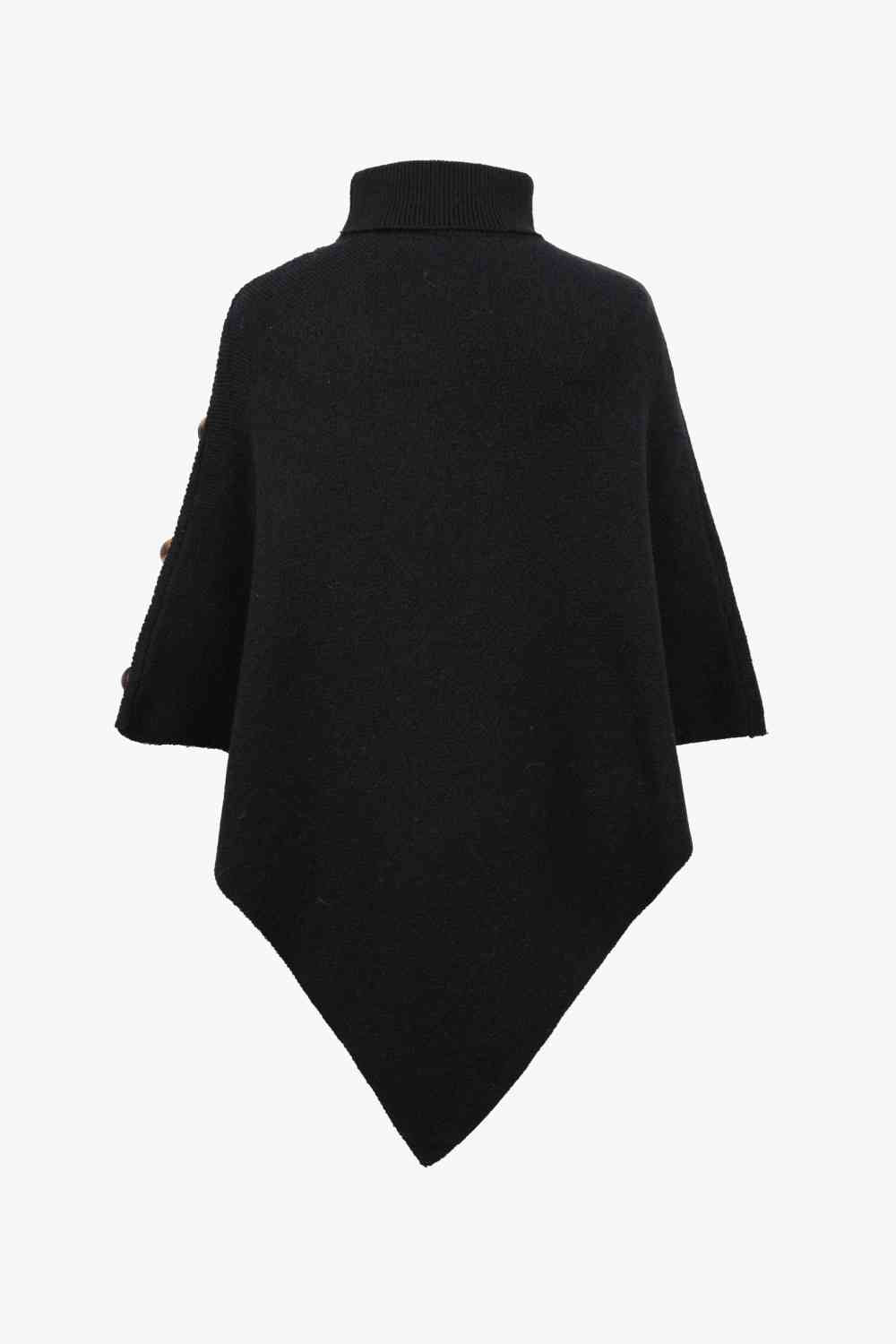 Turtleneck Buttoned Poncho - TRENDMELO