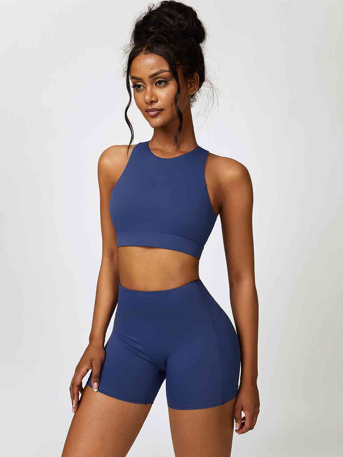 Cutout Cropped Sport Tank and Shorts Set - TRENDMELO