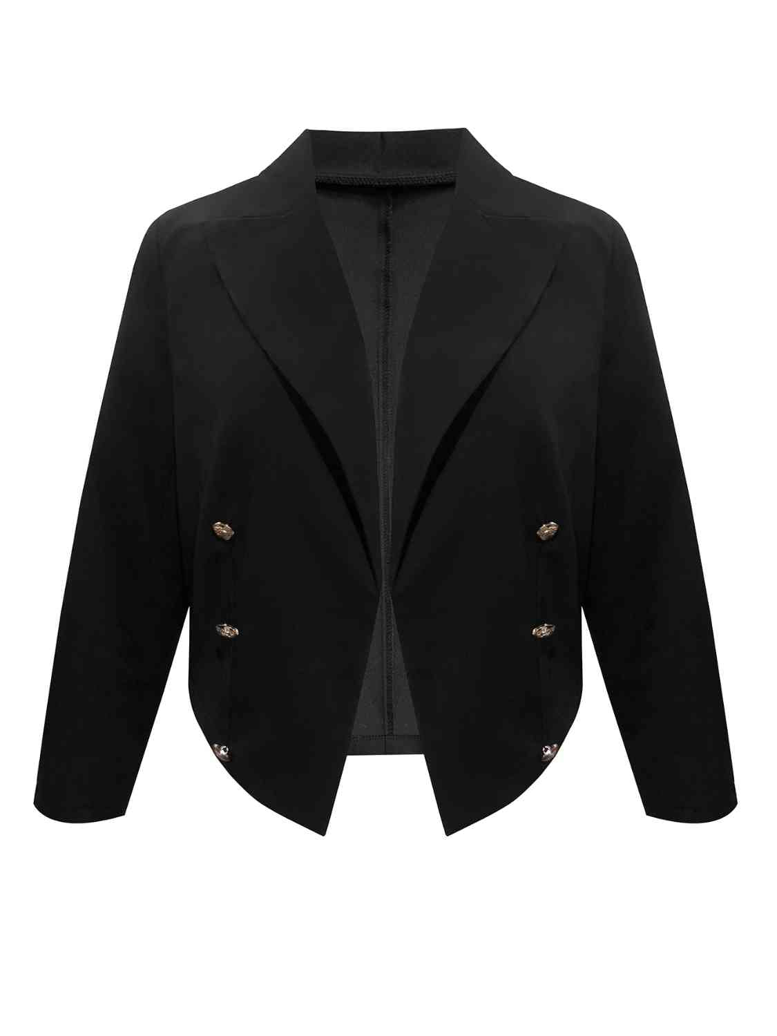 Plus Size Buttoned Lapel Collar Long Sleeve Blazer - TRENDMELO